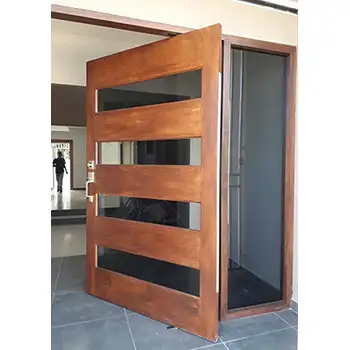 House exterior glazed solid wood mahogany pivot entry door with sidelites