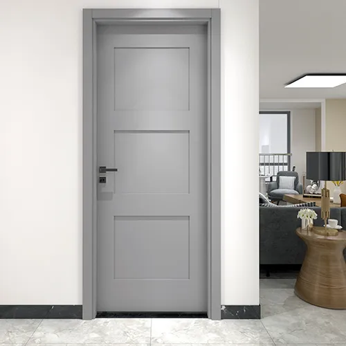 Light grey wood three panel shaker interior door