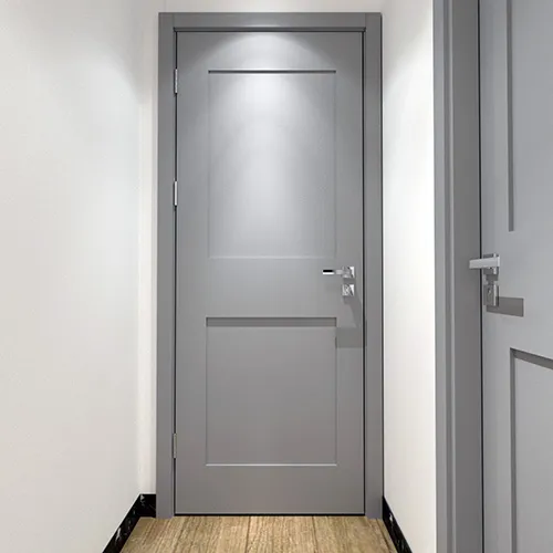 Light Grey wood two panel shaker interior door for bedroom