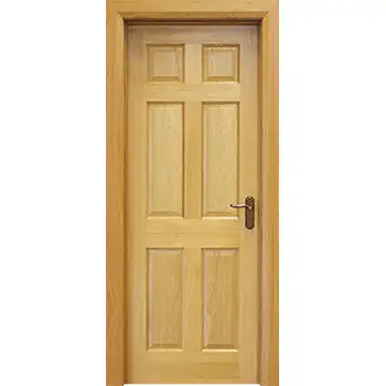 Prehung bedroom oak 6 panel solid wood interior door