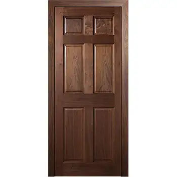 Classic solid wood 6 raised panel walnut wood interior door