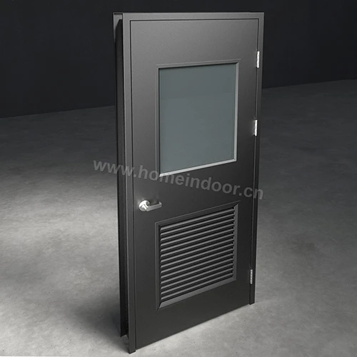 commercial half glass half louver steel door